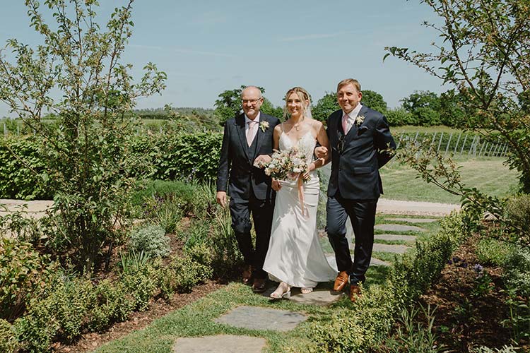 Spring wedding bride family