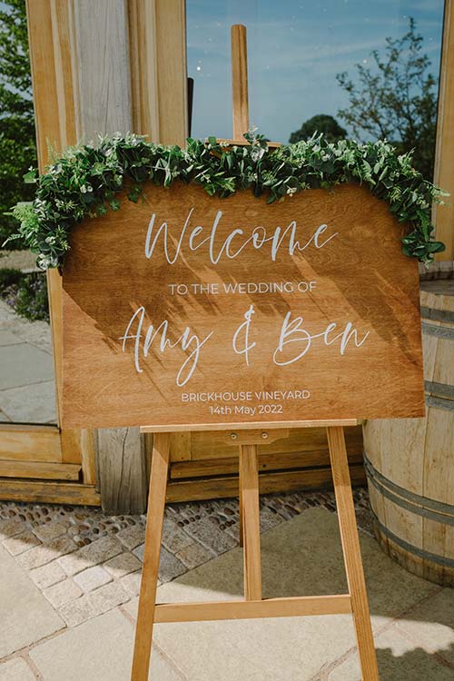 Spring wedding welcome board