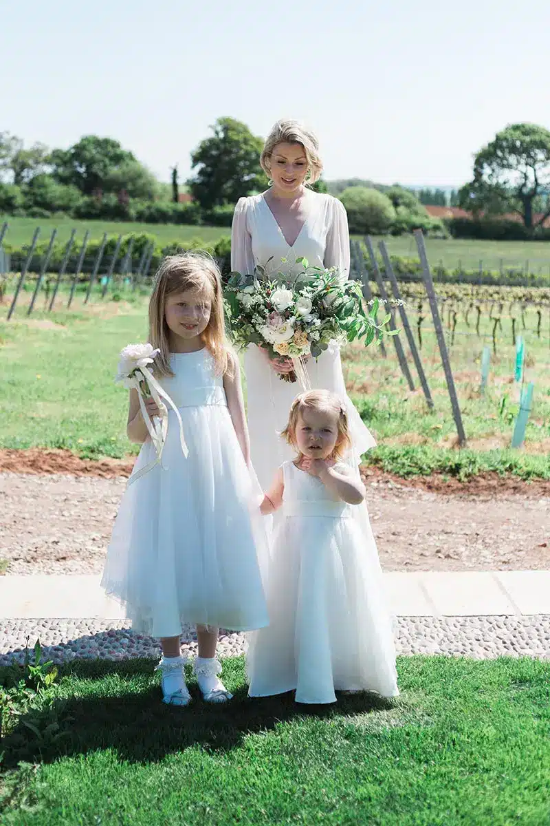 Bridesmaids on the bridal walk at Brickhouse Vineyard