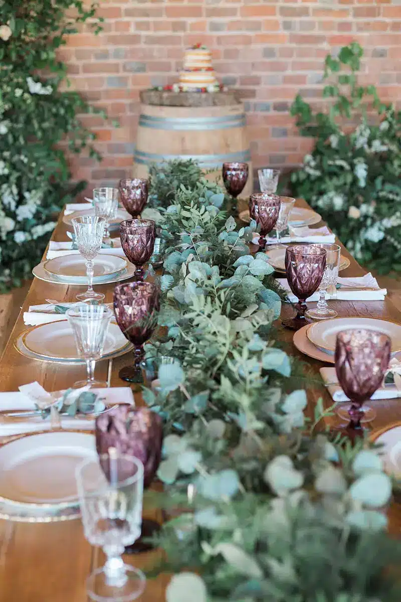 Vow renewal venue table setting in the round house