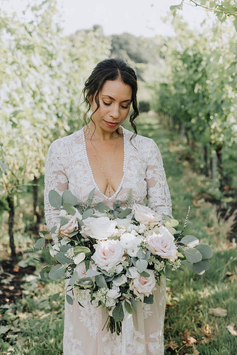 Elopement Wedding Bride Vineyard