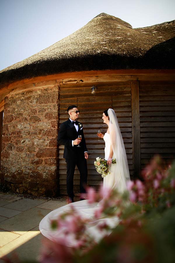 Rustic Barn Backdrop Wedding Couple