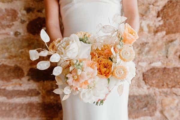 Bridal Bouquet Rustic Aged Brick Wall