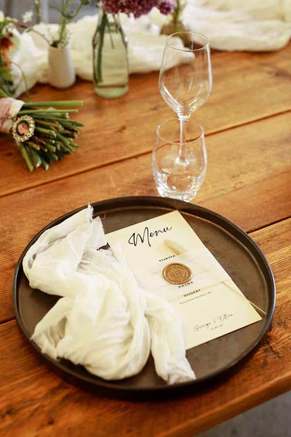 Rustic Wedding Table Menu