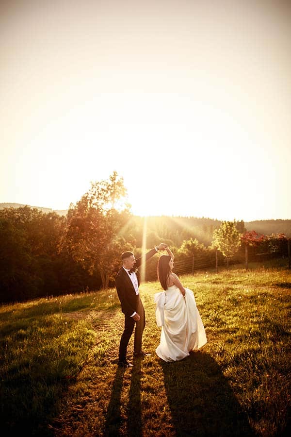 Rural Wedding Couple Dancing