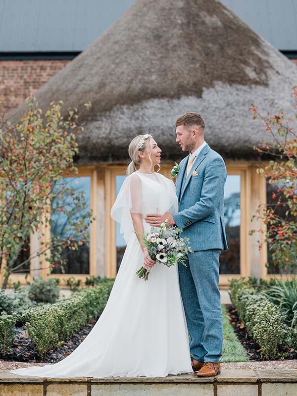 Winter Barn Wedding Couple