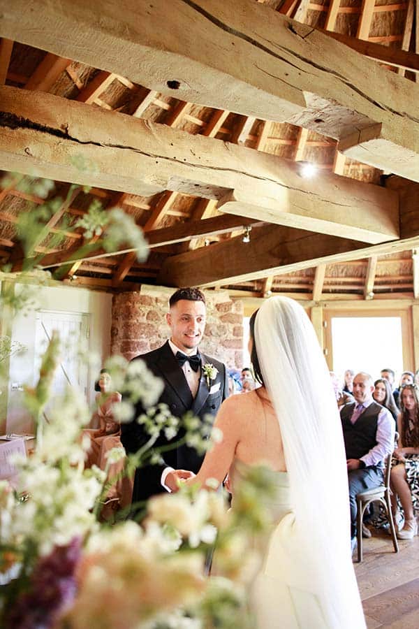 Wedding Couple Vows Rustic Barn