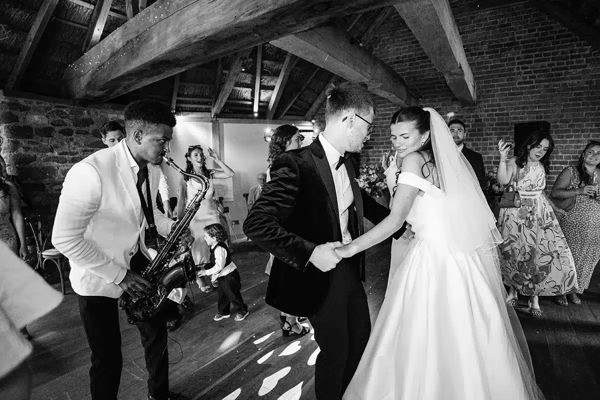Bride And Groom Dancing Wedding Barn